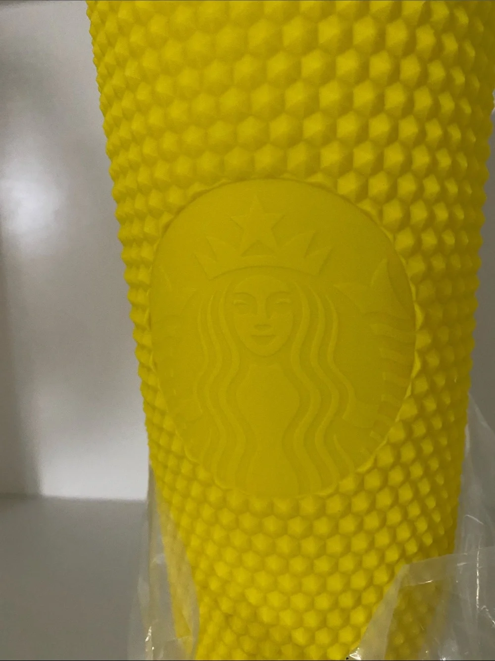 Starbucks Yellow Textured Tumbler with Green Lid